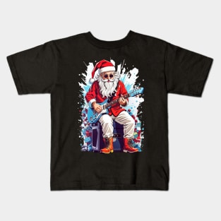 Santa Claus Playing Guitar Kids T-Shirt